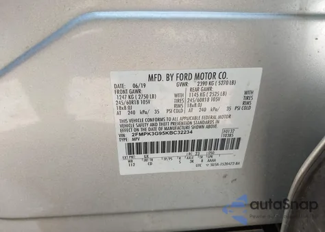 2019 Ford Edge Se из США, поврежденный, VIN 2FMPK3G95KBC32234